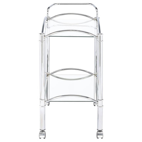 Shadix - 2-Tier Serving Cart With Glass Top - Chrome And Clear