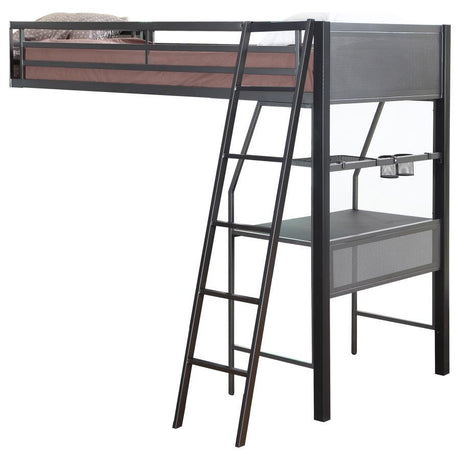 Meyers - 2 Piece Metal Twin Over Twin Bunk Bed Set - Black And Gunmetal