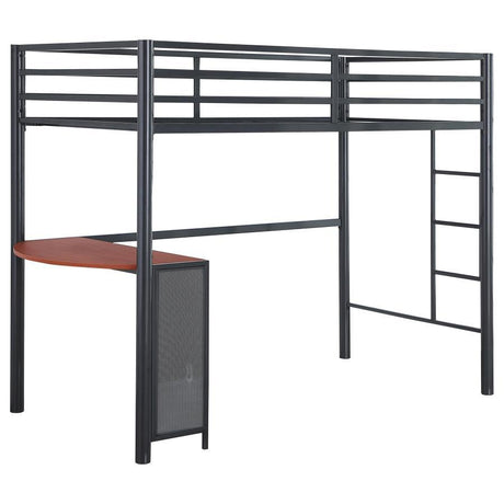 Fisher - 2 Piece Metal Workstation Loft Bed Set (Loft Bed And Twin Bed) - Gunmetal