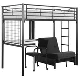 Jenner - Twin Futon Workstation Loft Bed And Futon Pad - Black