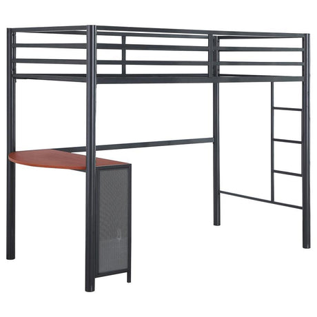 Fisher - 2 Piece Metal Workstation Loft Bed Set (Loft Bed And Full Bed) - Gunmetal