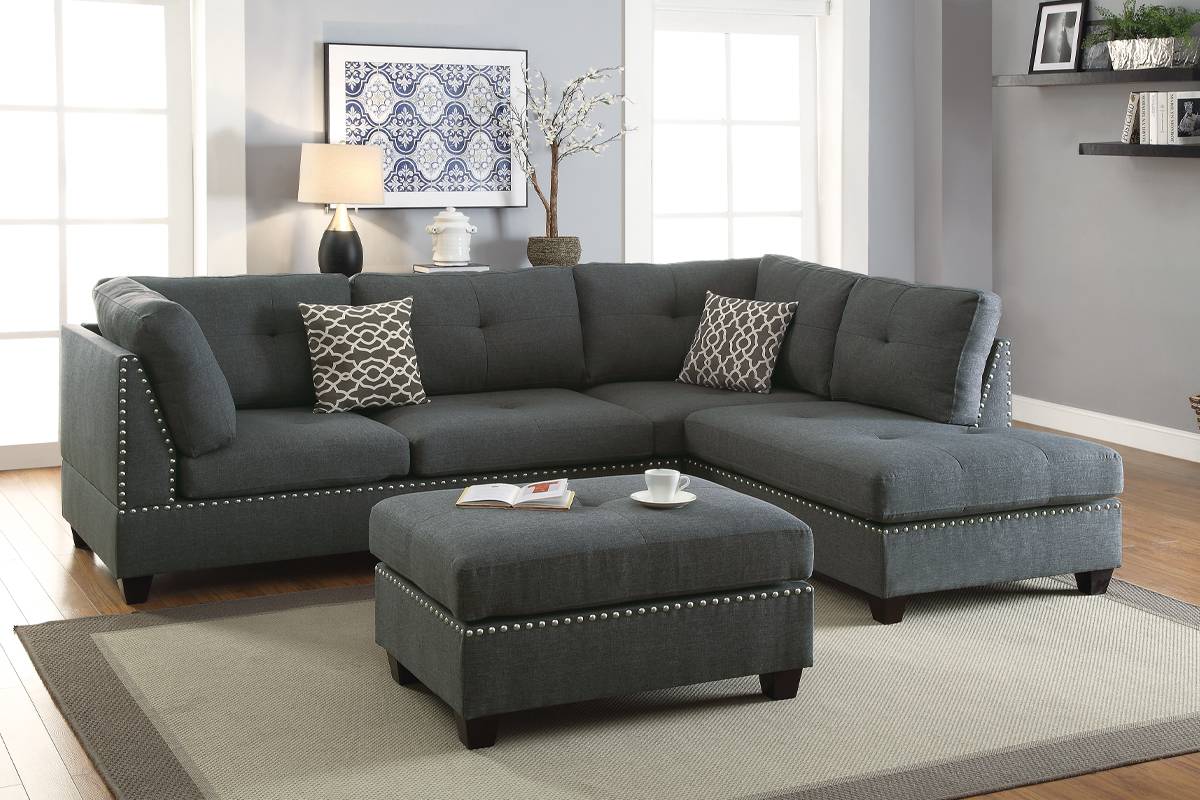 3pc Sectional with ottoman