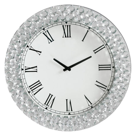 Lantana - Wall Clock - Mirrored & Faux Crystals