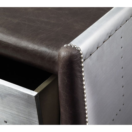 Brancaster - Desk - Distress Chocolate Top Grain Leather & Aluminum