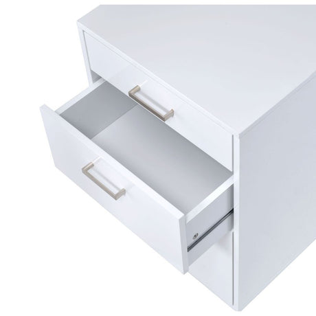 Coleen - File Cabinet - White High Gloss & Chrome